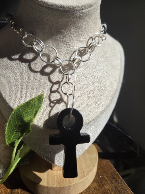 Collier Ankh Onyx Noire -Protection et Ancrage 