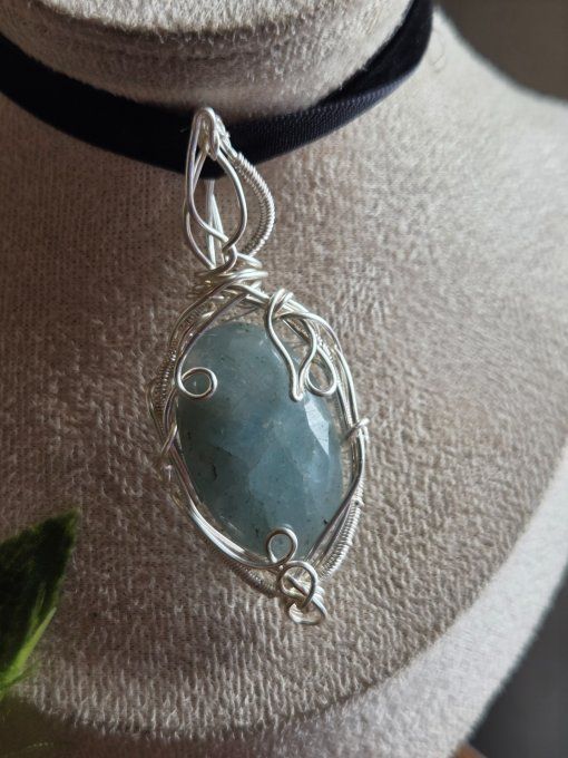 Amulette aigue marine✨ - facette argent - Sérénité