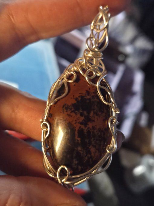  Amulette Obsidienne acajou – Protection, Sérénité & Équilibre