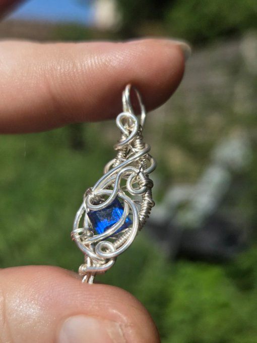 Amulette argent Spinelle Bleu ✨ Intuition et de Confiance