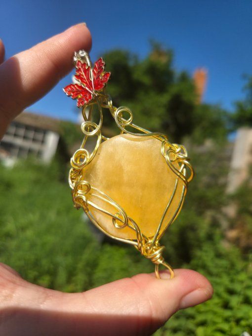 Pendentif Calcite jaune -Pierre de joie solaire