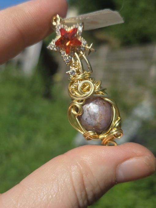 Pendentif Rubis violet etoile ✨amulette or 