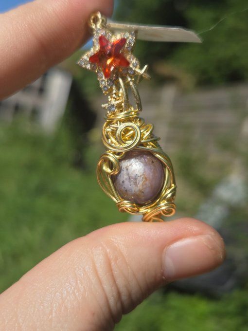 Pendentif Rubis violet etoile ✨amulette or 