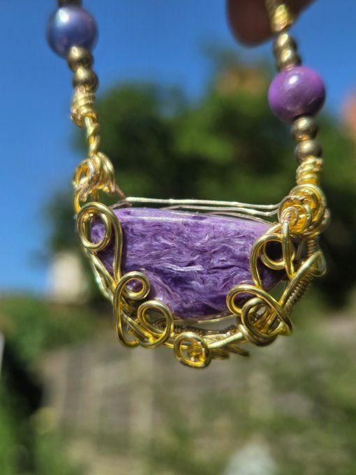 Collier or Charoite : Transformation et Libération ✨ 
