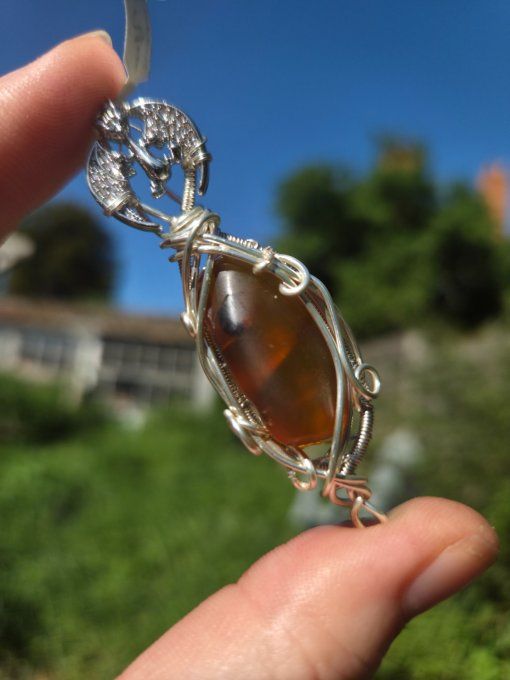 Pendentif Ambre Bleu ✨amulette joie et clarté 