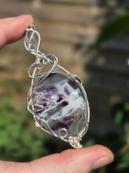 Pendentif  Fluorite legendaire argent 