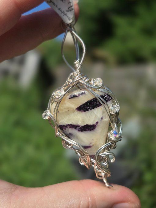 Pendentif✨Calcite Fluorite violette