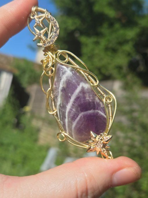 Amulette or étoile Améthyste ✨Spiritualité Et Apaisement  