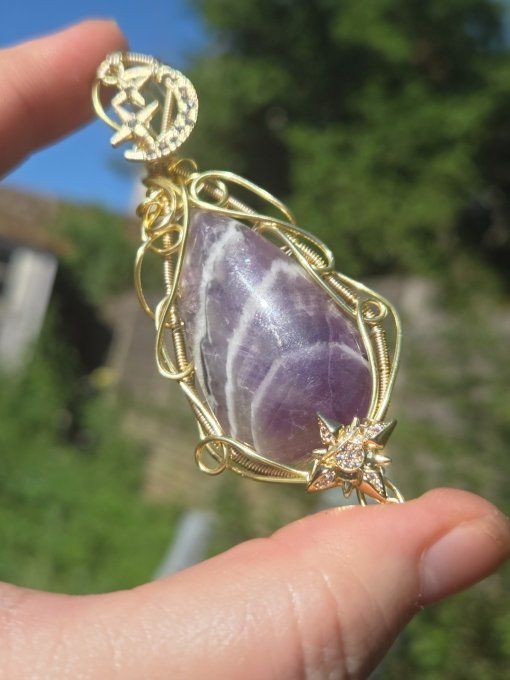 Amulette or étoile Améthyste ✨Spiritualité Et Apaisement  