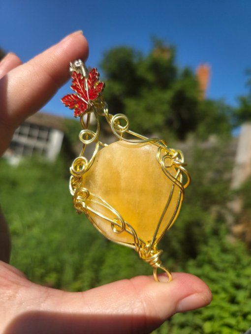 Pendentif Calcite jaune -Pierre de joie solaire