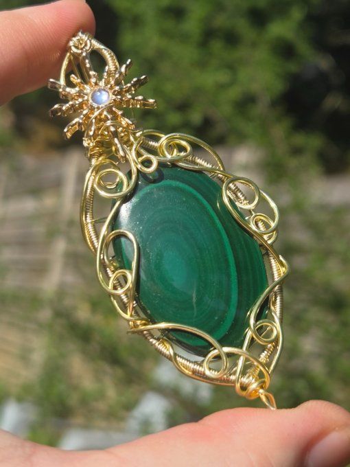 Pendentif  Or Malachite – Harmonie & Protection Du Cœur