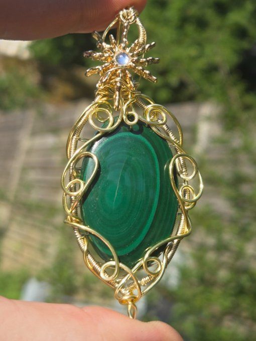 Pendentif  Or Malachite – Harmonie & Protection Du Cœur