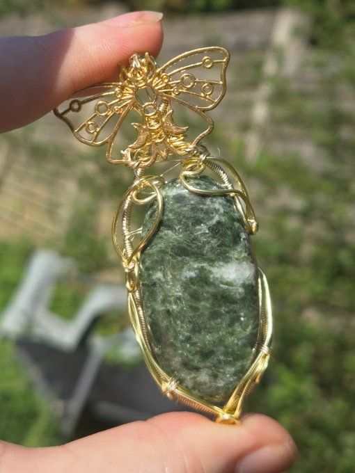 Pendentif Fuschite :Muscovite Verte 