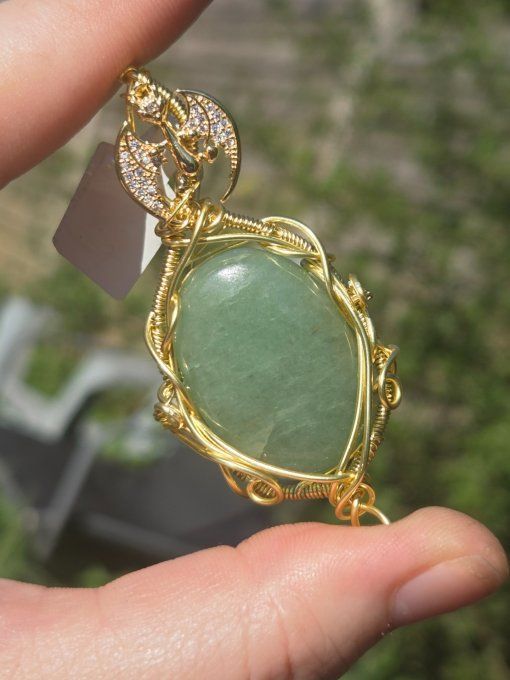 Pendentif Or -Aventurine Verte✨ Sérénité ,Prospérité✨