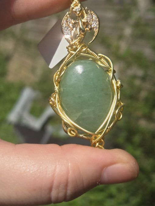 Pendentif Or -Aventurine Verte✨ Sérénité ,Prospérité✨