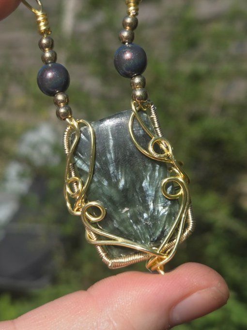 Collier Seraphinite - bijou or  - Purification Et Renouveau,
