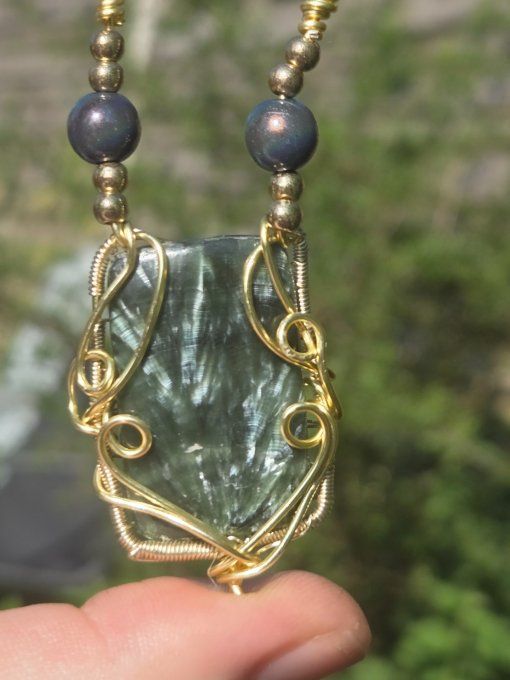 Collier Seraphinite - bijou or  - Purification Et Renouveau,