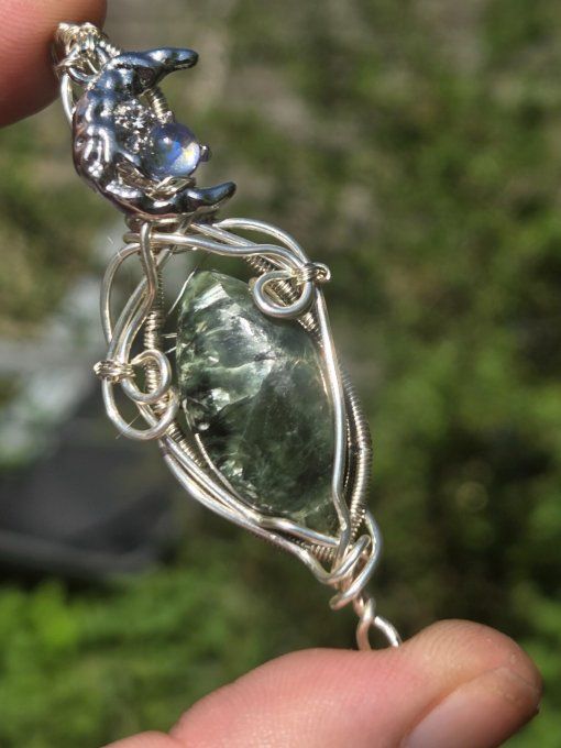 Pendentif Seraphinite - Purification Et De Renouveau, argent .