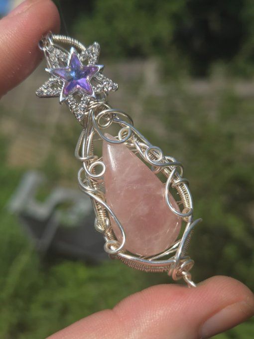 Amulette Morganite - Béryl rose -Amour, Paix Intérieure