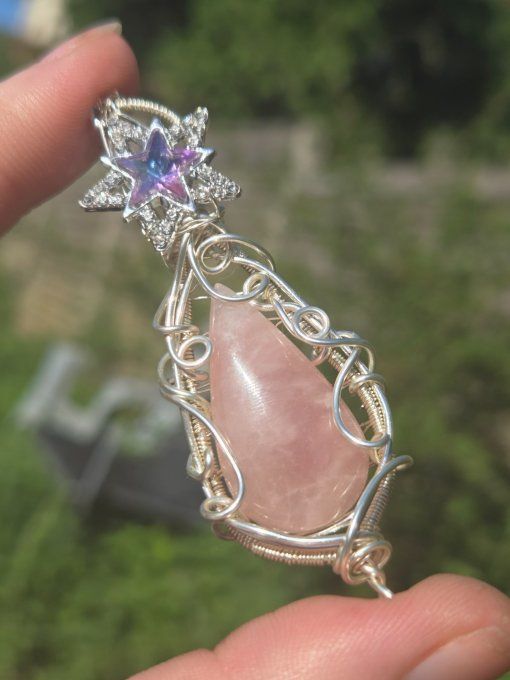 Amulette Morganite - Béryl rose -Amour, Paix Intérieure