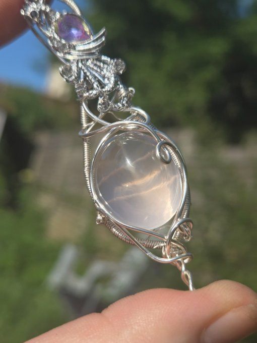 Pendentif Quartz Rose Rutile – Amour, Douceur & Énergie Amplifiée   