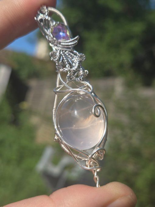 Pendentif Quartz Rose Rutile – Amour, Douceur & Énergie Amplifiée   