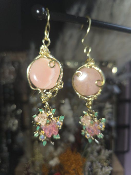  Reserver .Boucle d’oreille Opale Rose – Harmonie Émotionnelle & Protection Du Cœur - Copie