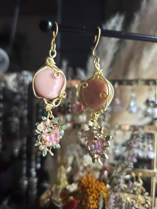  Reserver .Boucle d’oreille Opale Rose – Harmonie Émotionnelle & Protection Du Cœur - Copie