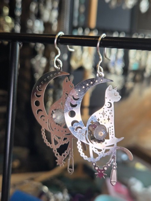 Boucle d’oreille Pierre de lune ✨ Péristerite ✨ 