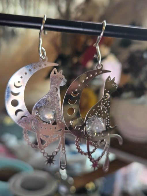 Boucle d’oreille Pierre de lune ✨ Péristerite ✨ 