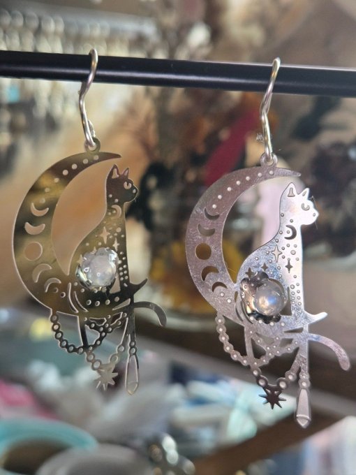 Boucle d’oreille Pierre de lune ✨ Péristerite ✨ 
