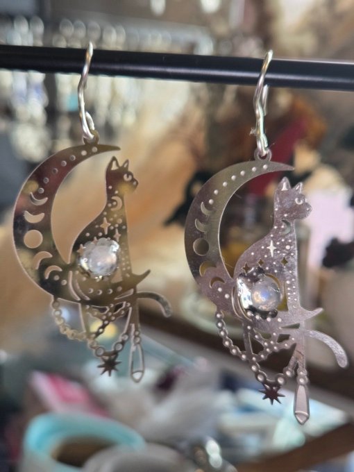 Boucle d’oreille Pierre de lune ✨ Péristerite ✨ 