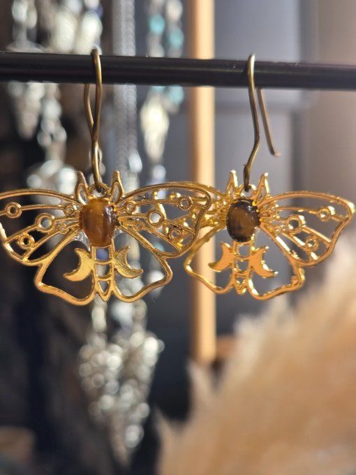 Boucle d’oreille Oeil de tigre ☀️Protection Solaire et Chance 