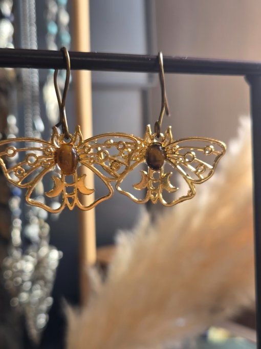 Boucle d’oreille Oeil de tigre ☀️Protection Solaire et Chance 