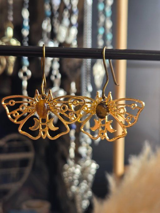 Boucle d’oreille Oeil de tigre ☀️Protection Solaire et Chance 