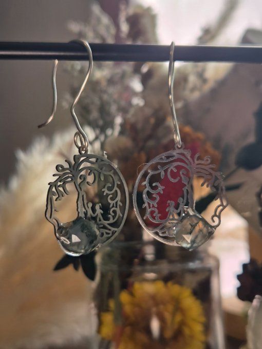 Boucle d'oreille  Agate Mousse – Connexion, Renouveau & Sérénité  