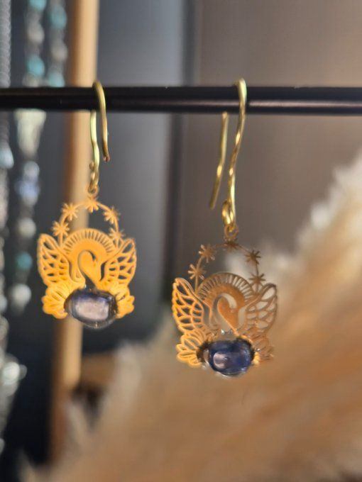 Boucle d’oreille cyanite Bleu 