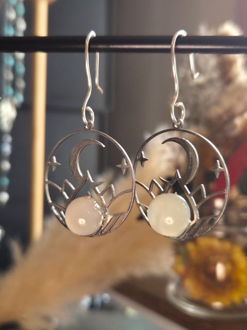 Boucles Pierre de lune Hecatolite