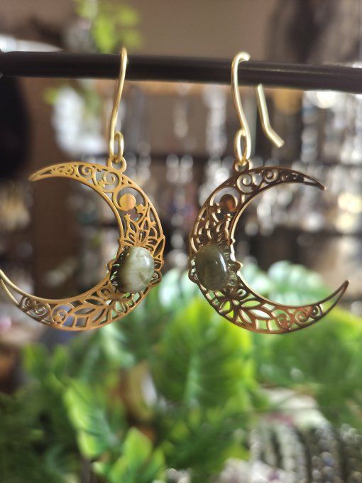 Boucle d'oreille chrysoberyl Oeil de chat : Chance et joie  - Copie
