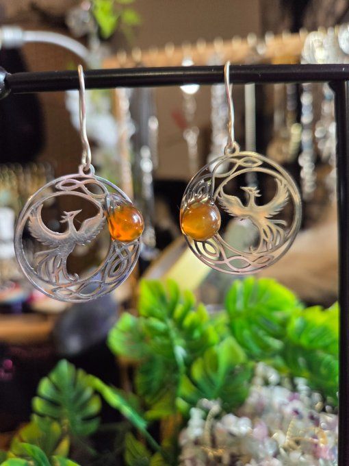  Boucles d'oreilles Cornaline - Phénix 