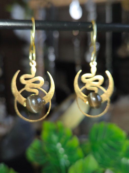 Boucle d'oreille  chrysoberyl Oeil de chat-Protection et peurs