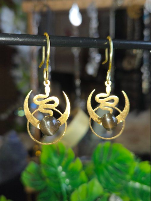 Boucle d'oreille  chrysoberyl Oeil de chat-Protection et peurs