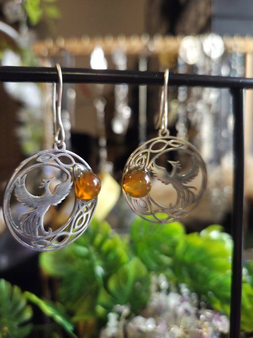  Boucles d'oreilles Cornaline - Phénix 