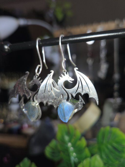 Boucle d’oreille labradorite  - arbre de vie  - Copie