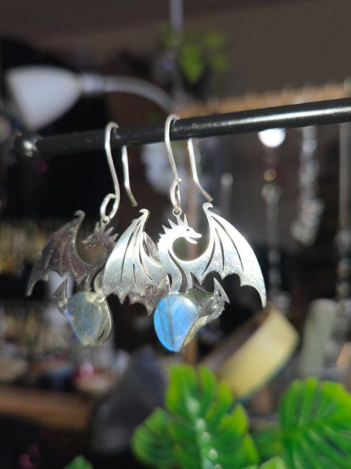 Boucle d’oreille labradorite  - arbre de vie  - Copie