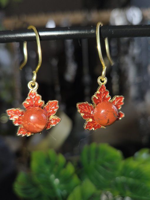 Boucle D'oreille Jaspe rouge - force , courage , vitalité