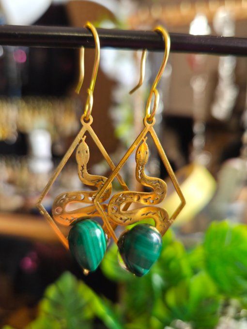 Boucle d'oreille Malachite –✨ Harmonie et Protection du Cœur 