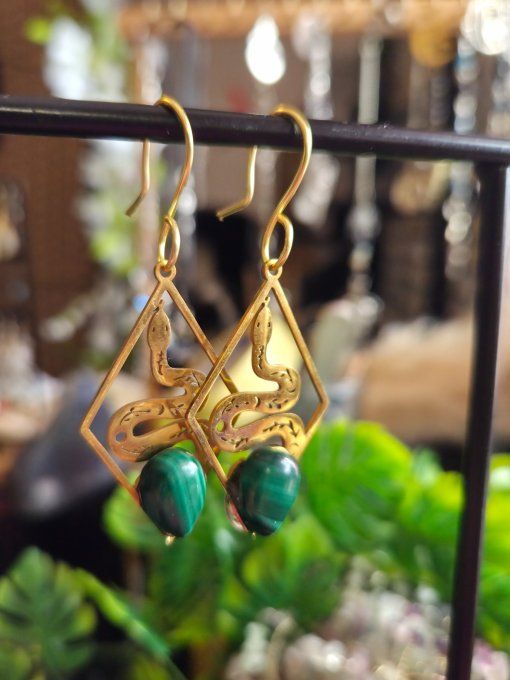 Boucle d'oreille Malachite –✨ Harmonie et Protection du Cœur 
