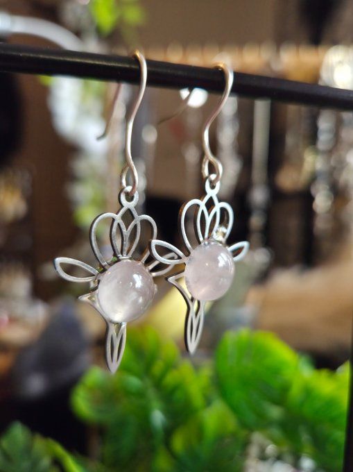 Boucle d'oreille - Quartz rose ,amour et douceur 