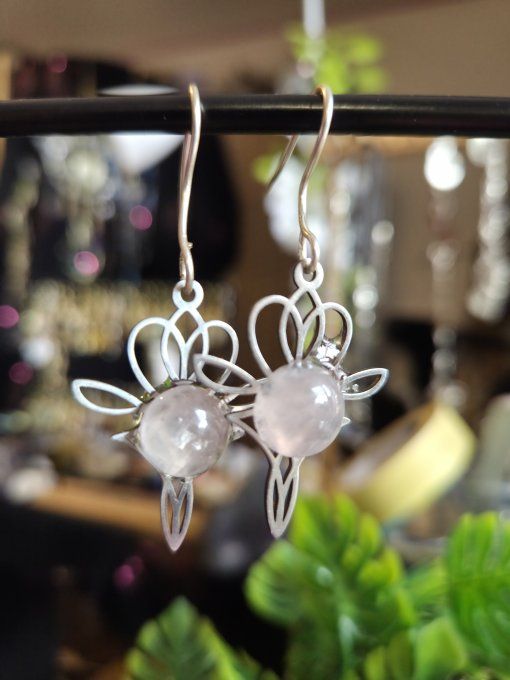 Boucle d'oreille - Quartz rose ,amour et douceur 